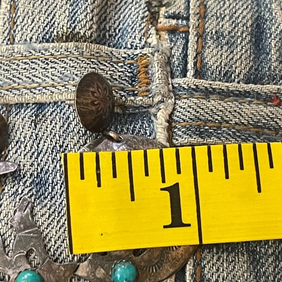 Native American vintage Silver Wolf Crescent Moon Earrings - Picture 9 of 10